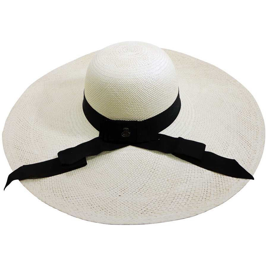 Women's extra wide brim white Panama hat